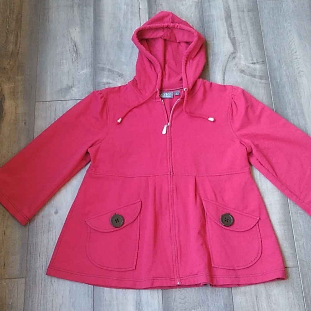 Motto Your Style Mantra-Full zip sweatshirt Jacket with hood RED size S